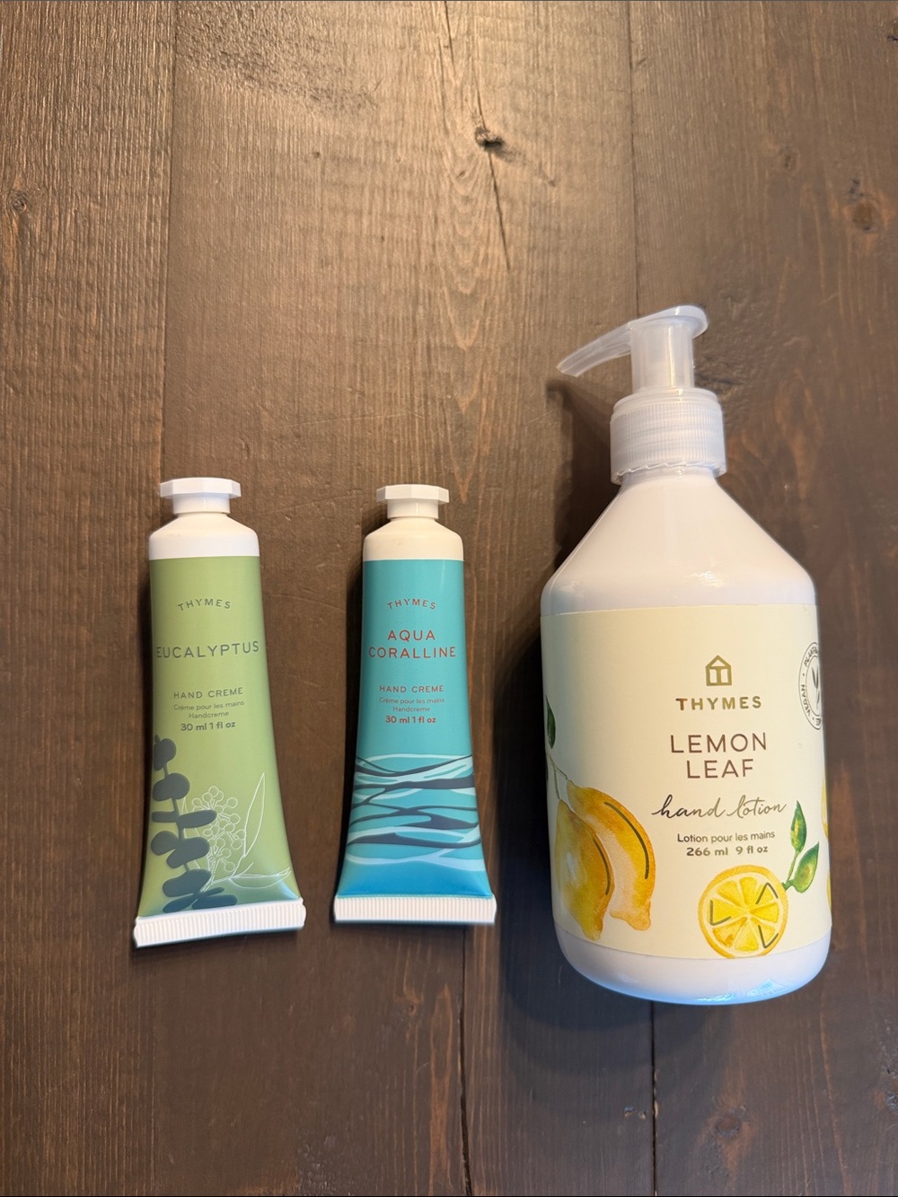Thymes Lemon Leaf 🍋 Hand Lotion & Aqua Coralline 🌊 + Eucalyptus 🍃 Hand Creme NEW
